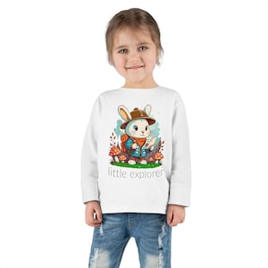 Explorer Bunny Toddler Tee, Little Explorer Kids Shirt, Adventure Bunny Long Sleeve Top, Cute Bunny Graphic Tee, Bunny Explorer Children&#39;s