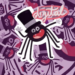 Spider met een Hoge Hoed Cartoon Digitale Download PNG, Fan Art Design