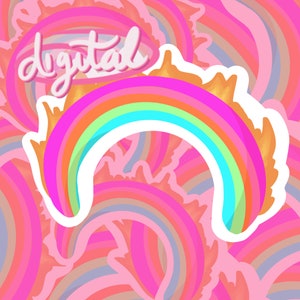 Rainbow on Fire Cartoon Digital Download PNG, Fan Art Design