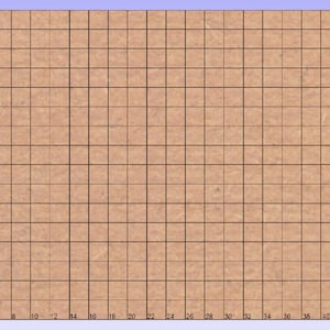 May include: A grid pattern on a tan background, with horizontal and vertical lines creating evenly spaced squares. The grid is numbered along the edges, with measurements in inches. The background has a gradient from light blue to tan.