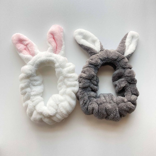 Rabbit Face Wash Bunny Ears Elastic Head Band | Soft Cloth Hair Accessory | Cute Kawaii Cat Aesthetic | Hair Band Ties | Spa Headband