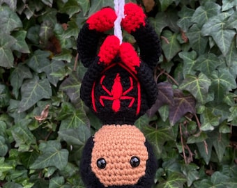 Crochet Miles Morales Pattern – Spider-Man Car Mirror Hanger (PDF Download)