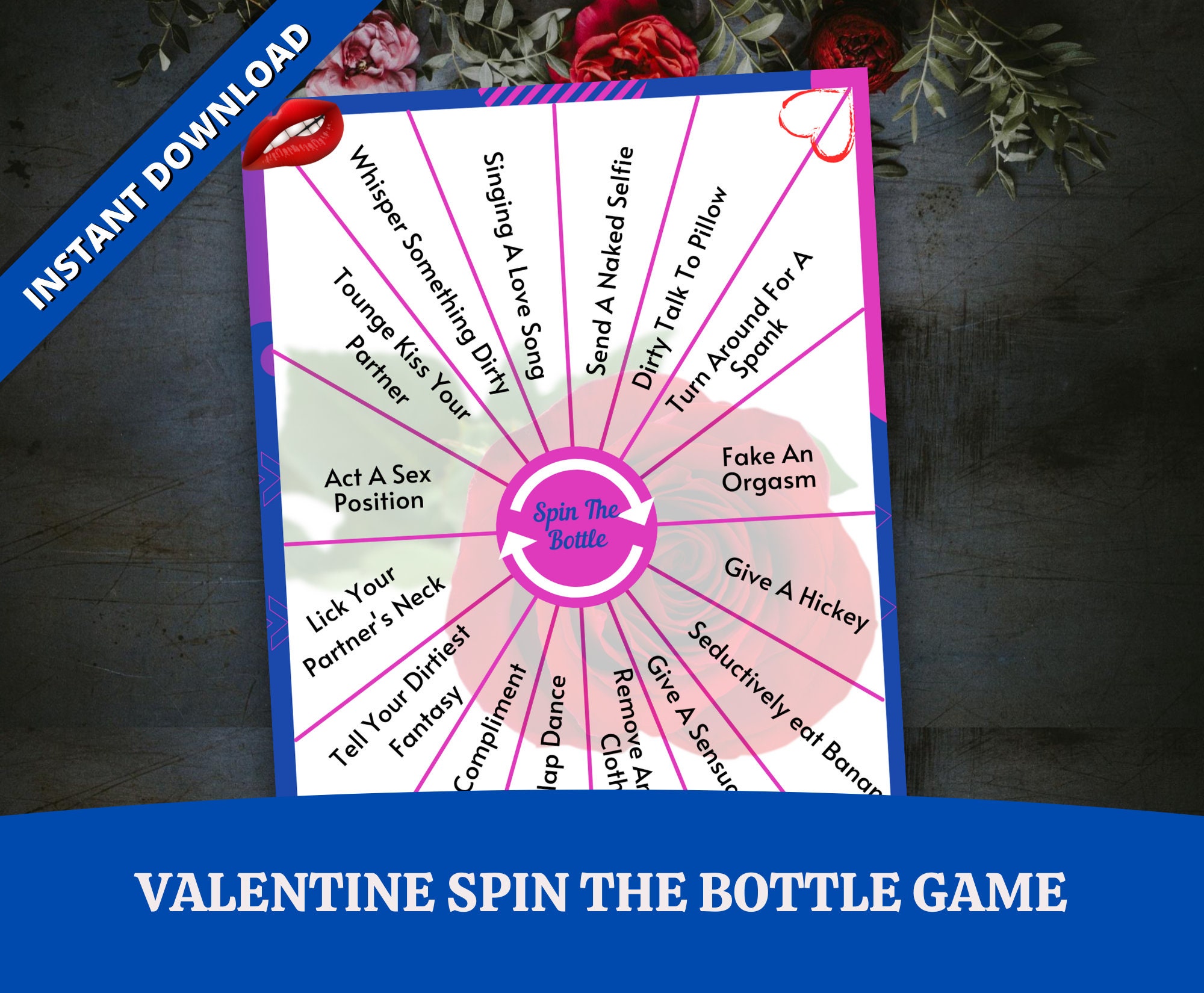Erotic Spin the Bottle Game Printable Dirty Spin the Bottle Etsy