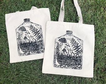 Tranquillity Terrarium Linocut Tote Bag | Hand Printed