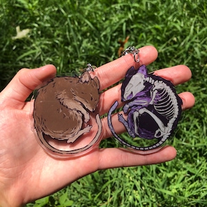 Reversible Rat 3 Inch Double-Sided Charm | Hand Drawn Acrylic Keychain