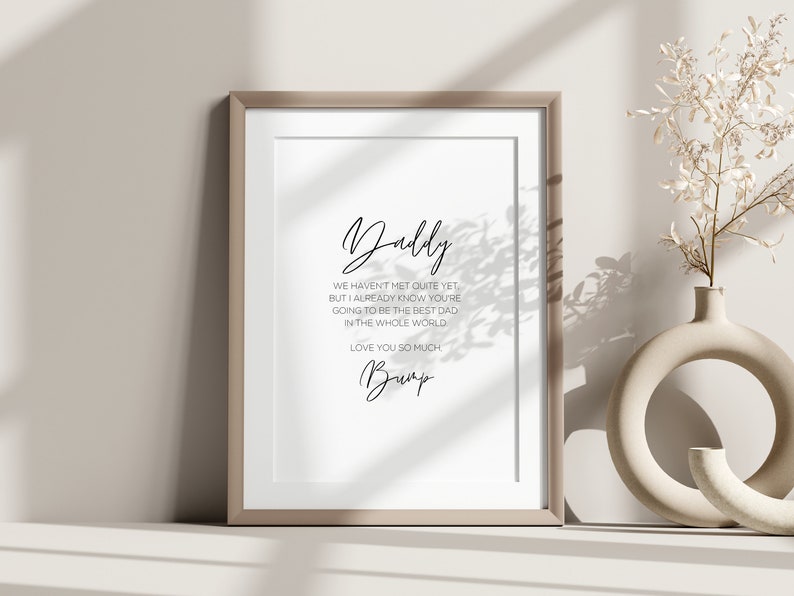 Daddy To Be Gift From Bump, Personalized Fathers Day Wall Art Print, Custom Gift To Dad, Gift For First Time Father, Printable Wall Art image 5