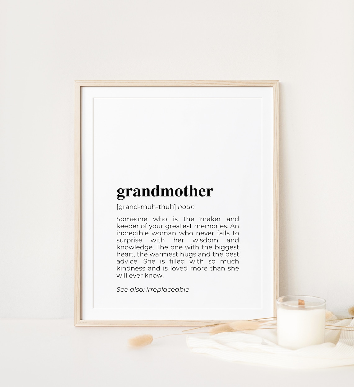 Custom Grandma Definition Print Grandmother Definition Wall Etsy