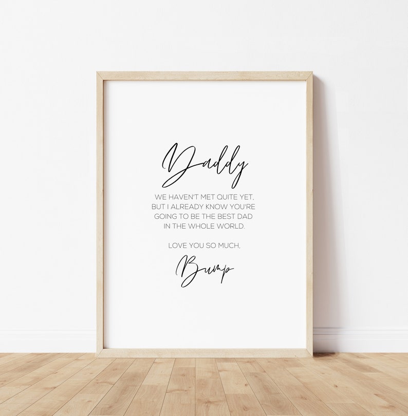 Daddy To Be Gift From Bump, Personalized Fathers Day Wall Art Print, Custom Gift To Dad, Gift For First Time Father, Printable Wall Art image 2