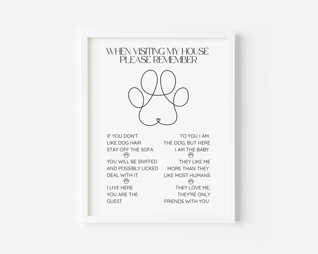 Dog House Rules Wall Art Print, Dog Lover Sign, Funny Dog Rules