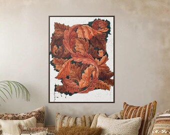 Framed Canvas Antique Textiles Wall Art Print Vintage Gallery art with hanging kit | William Morris' Acanthus - 1879-1881