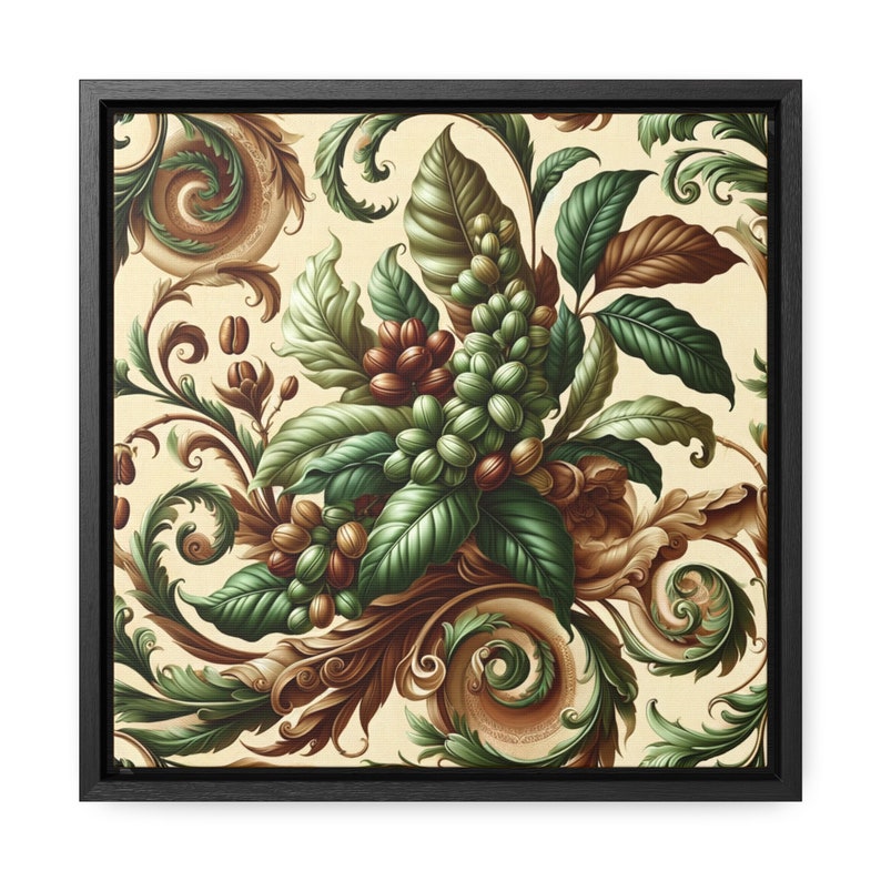 Framed Canvas Antique Textiles Wall Art Print Vintage Gallery art with hanging kit Provencal Coffee Beans II Original Kitchen Art image 5