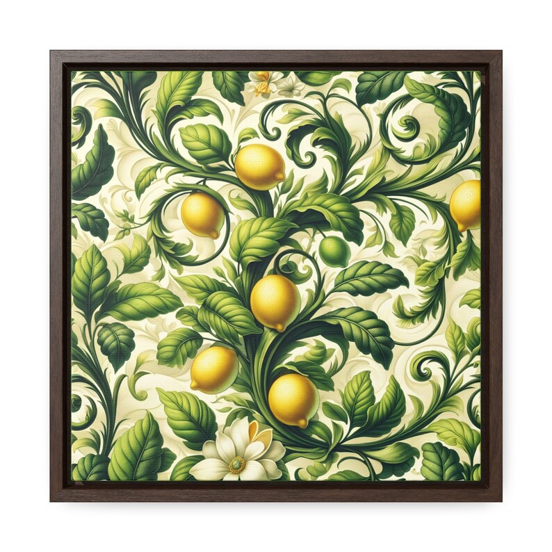 Framed Canvas Antique Textiles Wall Art Print Vintage Gallery art with hanging kit Provencal Lemons Original Kitchen Art image 4