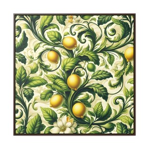 Framed Canvas Antique Textiles Wall Art Print Vintage Gallery art with hanging kit Provencal Lemons Original Kitchen Art image 8