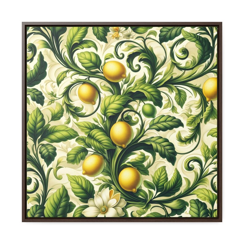 Framed Canvas Antique Textiles Wall Art Print Vintage Gallery art with hanging kit Provencal Lemons Original Kitchen Art image 7