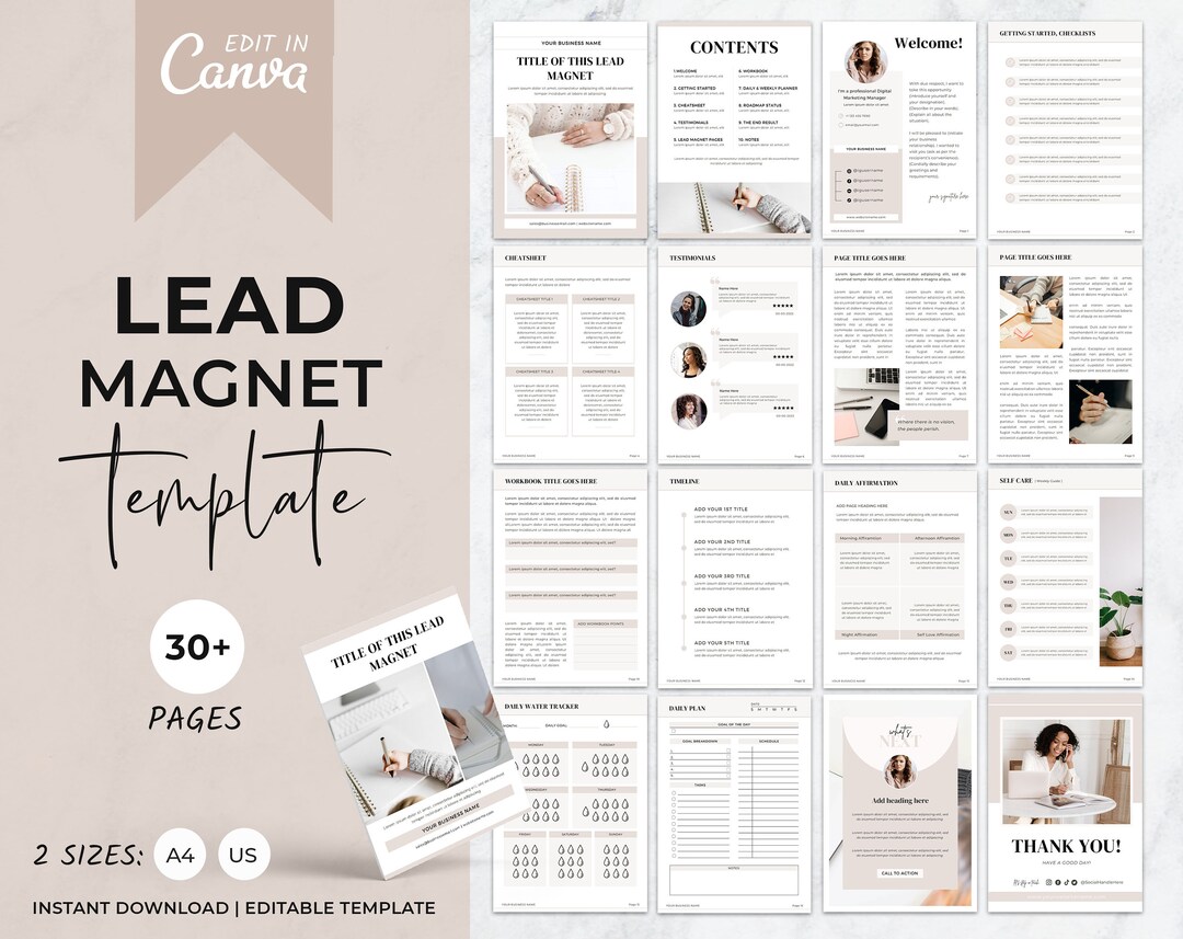 Lead Magnet Template, Editable Workbook Template, Coaching Ebook ...