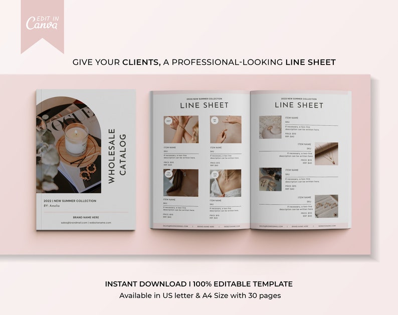 Editable Wholesale Line Sheet Template Wholesale Catalog Etsy