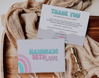 Editable Small Business Thank You Card Template, Printable Thank You Package Insert, Modern Business Thank You, Canva Customizable Template