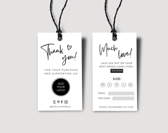 Editable Clothing Hang Tag Template Clothing Tags Hang Tag Custom Tags  Custom Hang Tags Clothing Labels Custom Clothing Tags TG8 