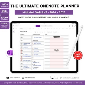 OneNote Digital Planner, Hyperlinked OneNote Planner, 2024 2025 Digital Planner-Android, iPad, Windows, PC, MacBook, Surface pro, Computer