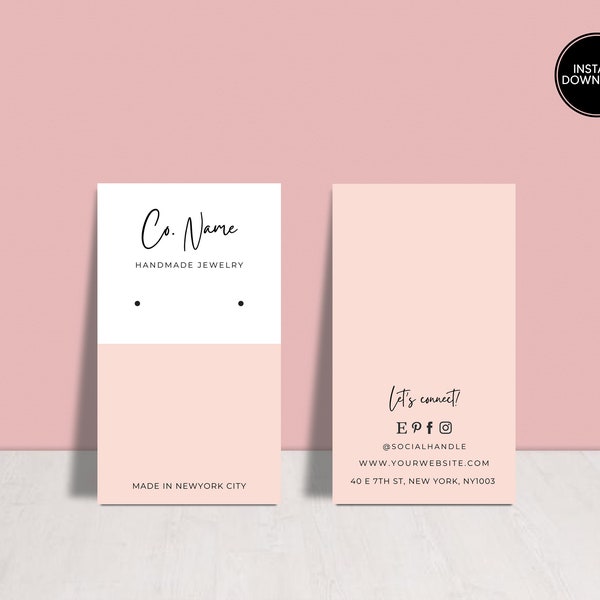 EDITABLE Earring Card Template | Earring Display Card | Earring Tags | Earring Packaging | Earring Template | Custom Earring Card