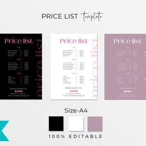 Small Business Price List Template Editable Printable Price - Etsy