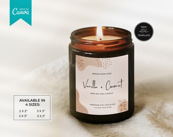 Boho Candle Label Template, Editable Candle Labels, Custom Candle Label, Jar Label Template,  Wax Melt Label, Canva Candle Labels Template