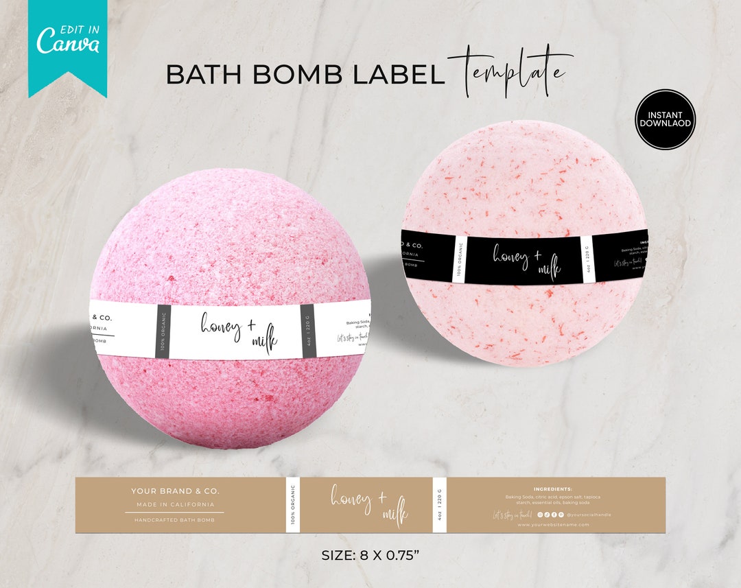Editable Bath Bomb Label Template, Printable Bath Bomb Label Packaging