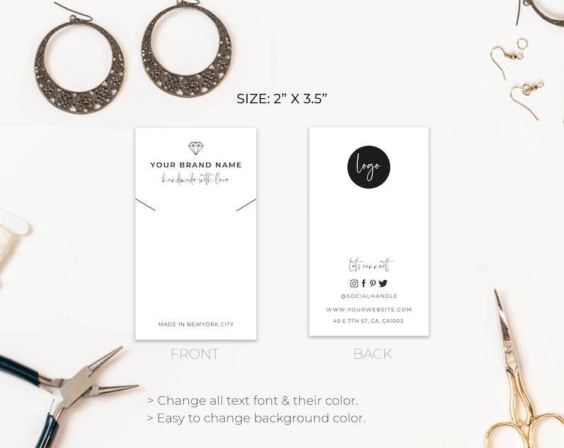 PRINTABLE Jewellery Display Template Jewelry Display Cards Etsy