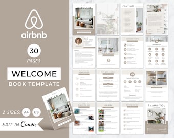 Airbnb Welcome Book Template, Vacation Rental Welcome Book, VRBO Welcome Book, Editable Airbnb Guest Book, House manual, Canva Welcome Guide