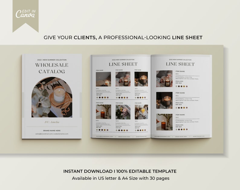 Editable Wholesale Line Sheet Template Wholesale Catalog Etsy