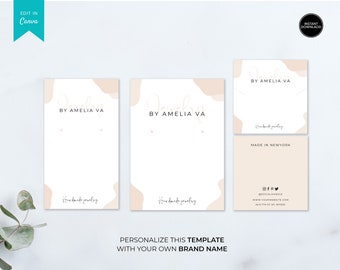 PRINTABLE Jewellery Display Template | Jewelry Display Cards Template | Editable Earrings Display Cards | Feminine Necklace Hang Tags