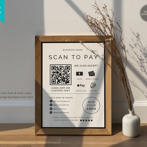 Editable QR Code Sign Printable Payment Sign Scan to Pay - Etsy Canada