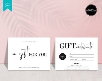 Editable Gift Certificate Black and White Printable Gift - Etsy