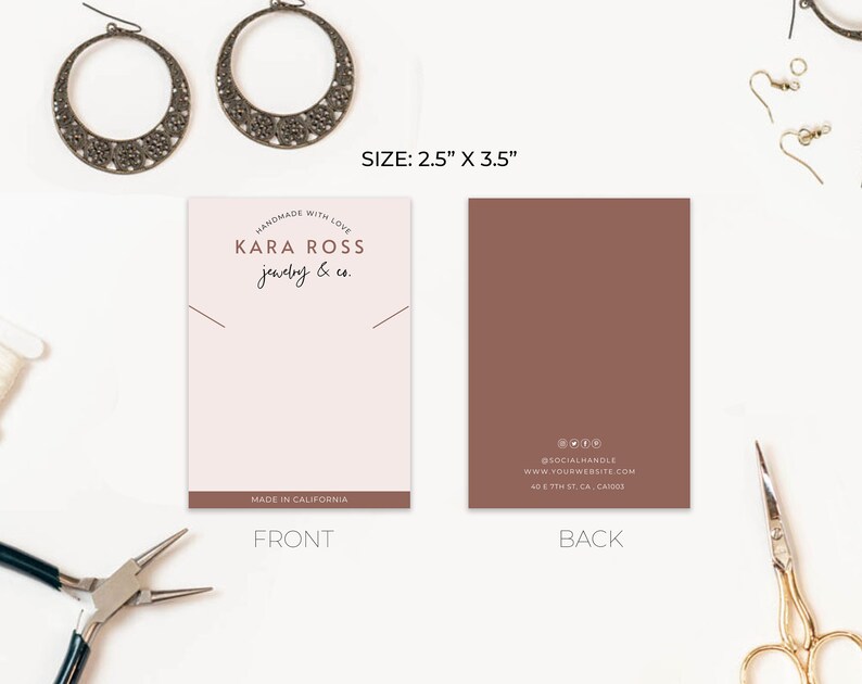 PRINTABLE Earring Card Template Editable Earring Display Etsy