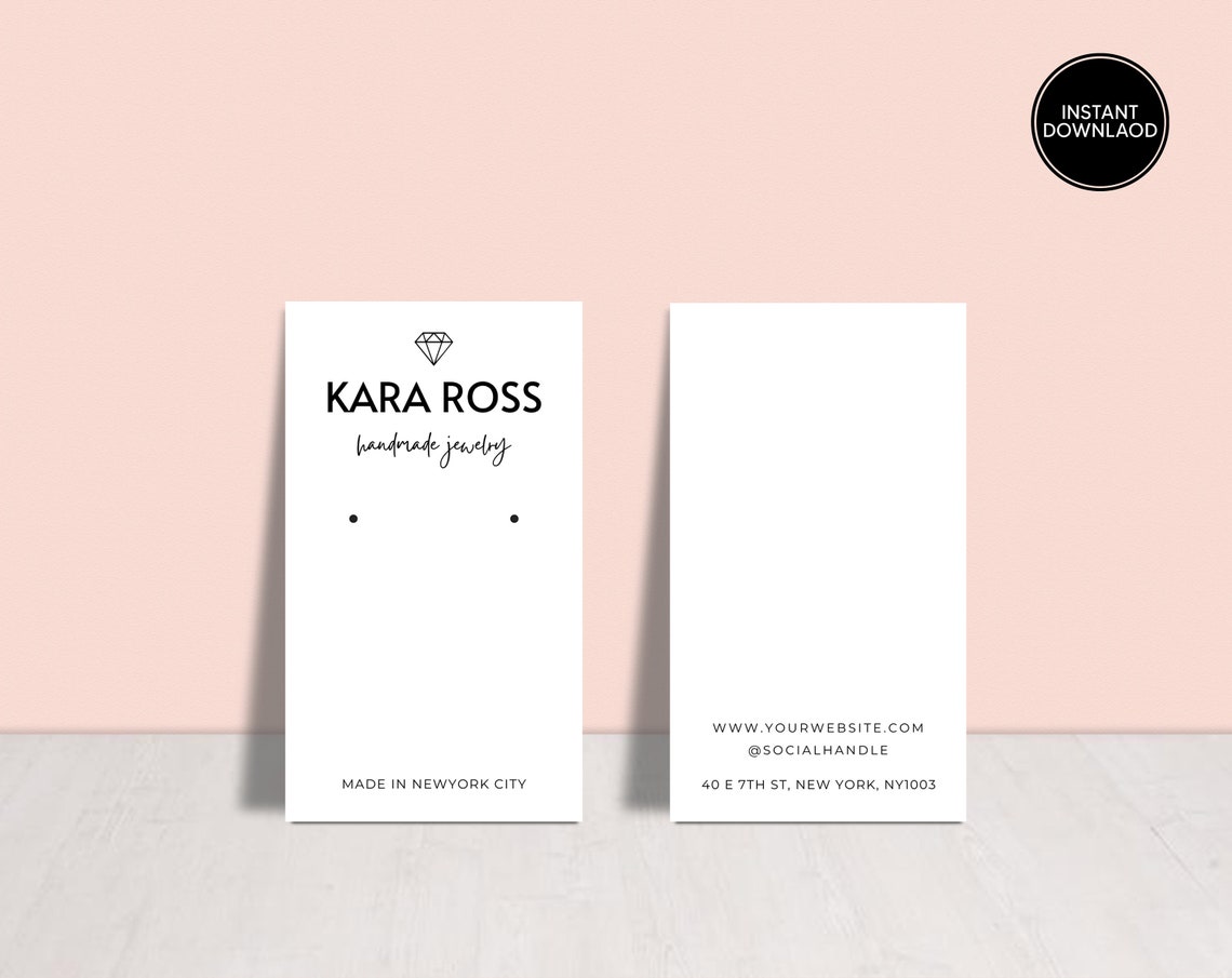 PRINTABLE Jewellery Display Template Jewelry Display Cards Etsy