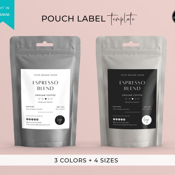 Editable Pouch Label Template, Bath Salts Packaging Label, Printable Body Product Label, Custom Labels, Coffee Tea Pouch Labels, Scrub Label