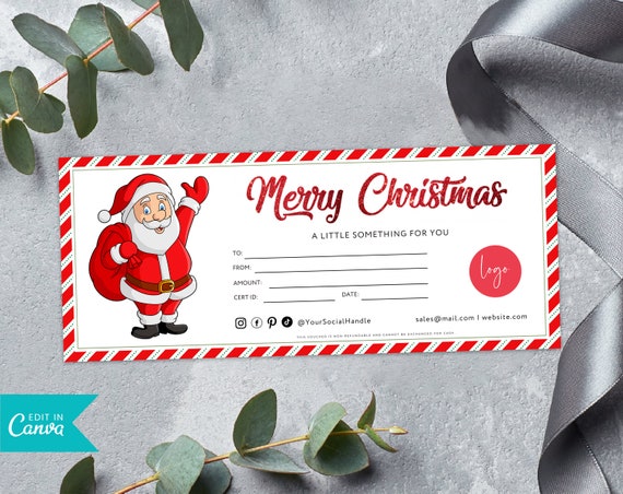 Christmas Gift Certificate Voucher Template, Editable Christmas Coupon,  Personalized Voucher, Printable Christmas Gift Certificate, Corjl -   Norway