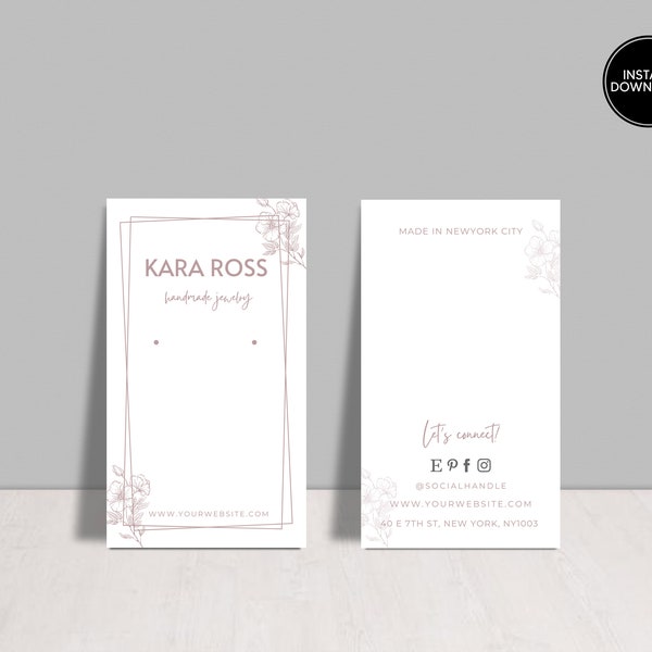 EDITABLE Earring Card Template | Earring Display Card | Earring Tags | Earring Packaging | Earring Template | Custom Earring Card