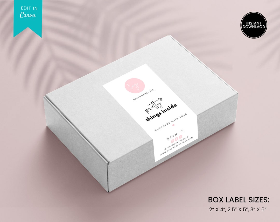 Printable Box Label Template, Custom Packaging Labels, Order Packaging