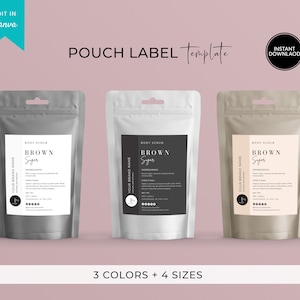 Editable Pouch Label Template, Bath Salts Packaging Label, Printable Body Product Label, Custom Labels, Coffee Tea Pouch Labels, Scrub Label