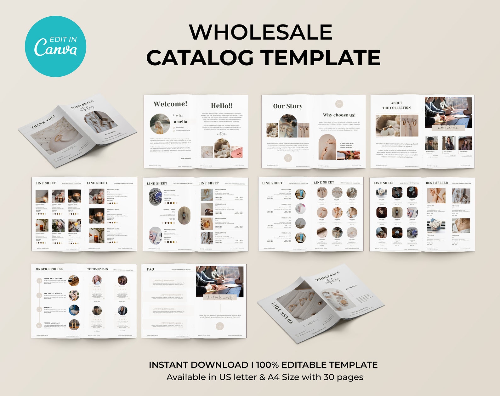 Wholesale Line Sheet Catalog Template Canva Line Sheet Etsy