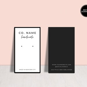 PRINTABLE Earring Card Template Editable Earring Display Card Earring ...