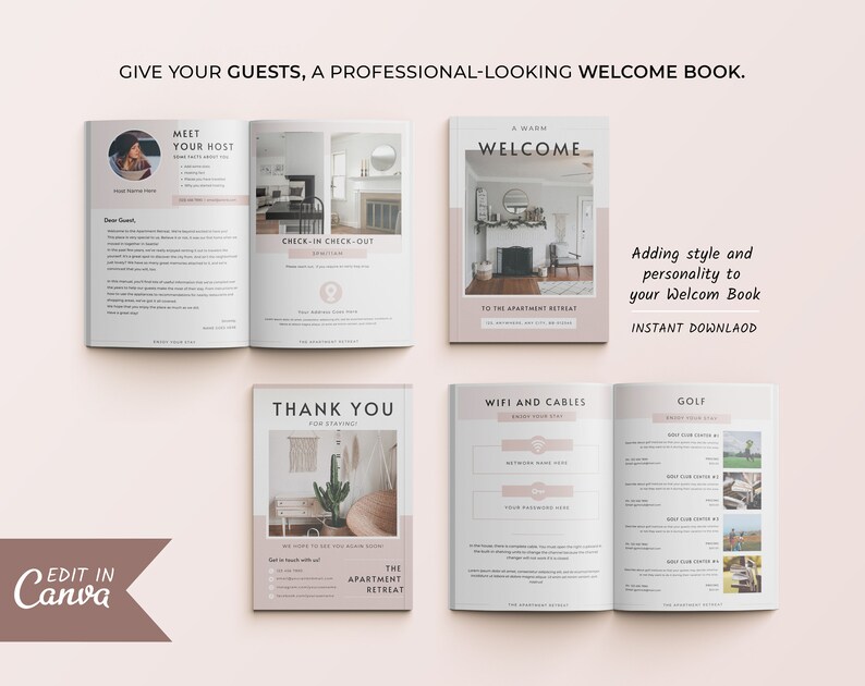 Airbnb Welcome Book Template | House Host Manual Guidebook Template | Real Estate Canva Template | Vacation Rental Template