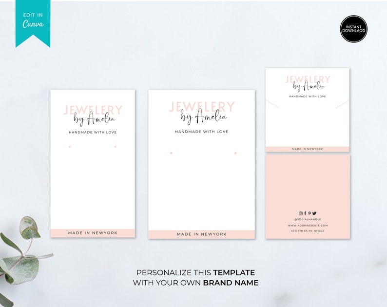 PRINTABLE Earring Card Template Editable Earring Display Etsy