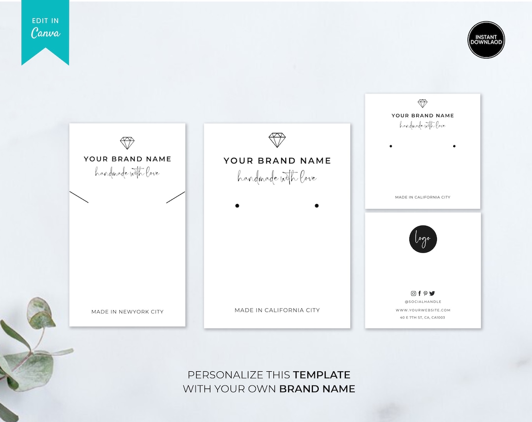 PRINTABLE Jewellery Display Template Jewelry Display Cards Template