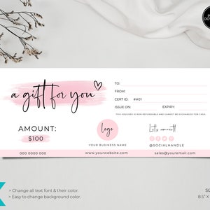 FITNESS Workout Personal Trainer Gift Certificate Template Rosegold Glitter  EDITABLE Printable Gift Card Sport Fitness Gift Voucher 