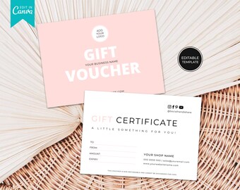 Gift Certificate Template Printable |  Gift Voucher Template | DIY Gift Card | Editable Gift Card Template |  Shop Voucher Template