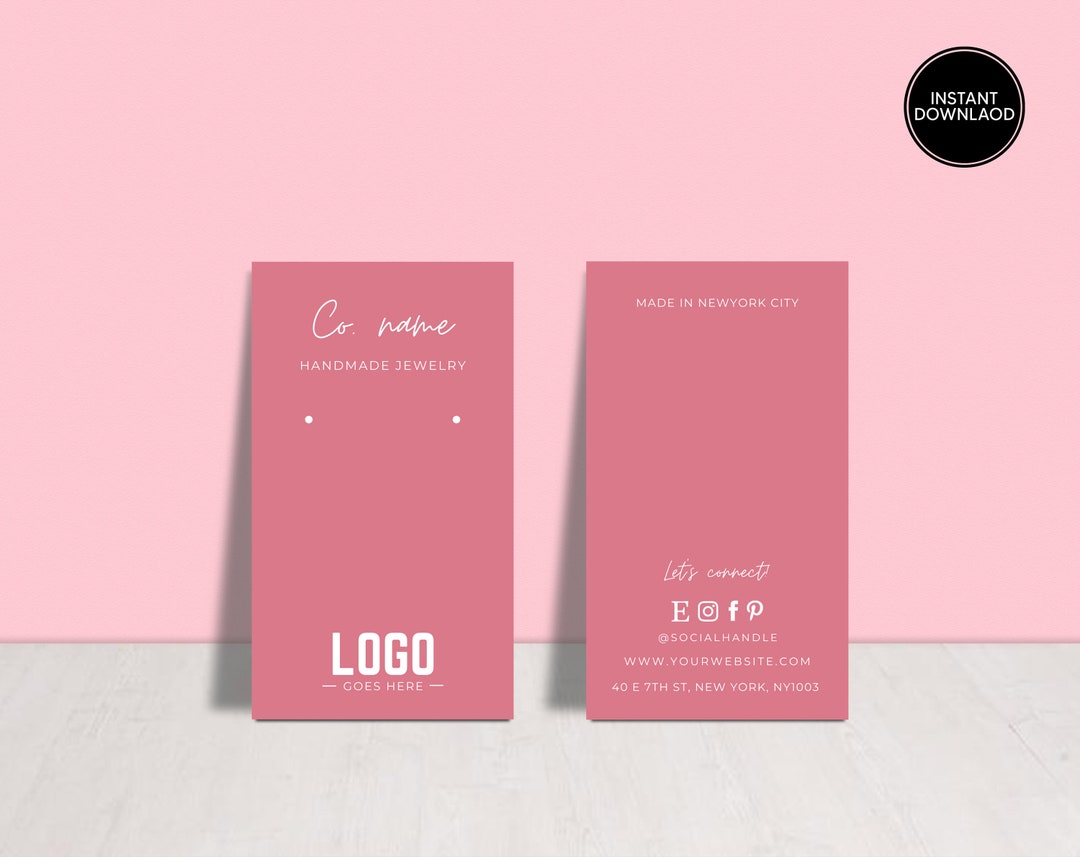 PRINTABLE Earring Card Template Editable Earring Display Card Earring ...
