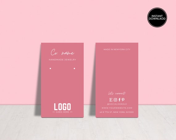 PRINTABLE Earring Card Template Editable Earring Display | Etsy