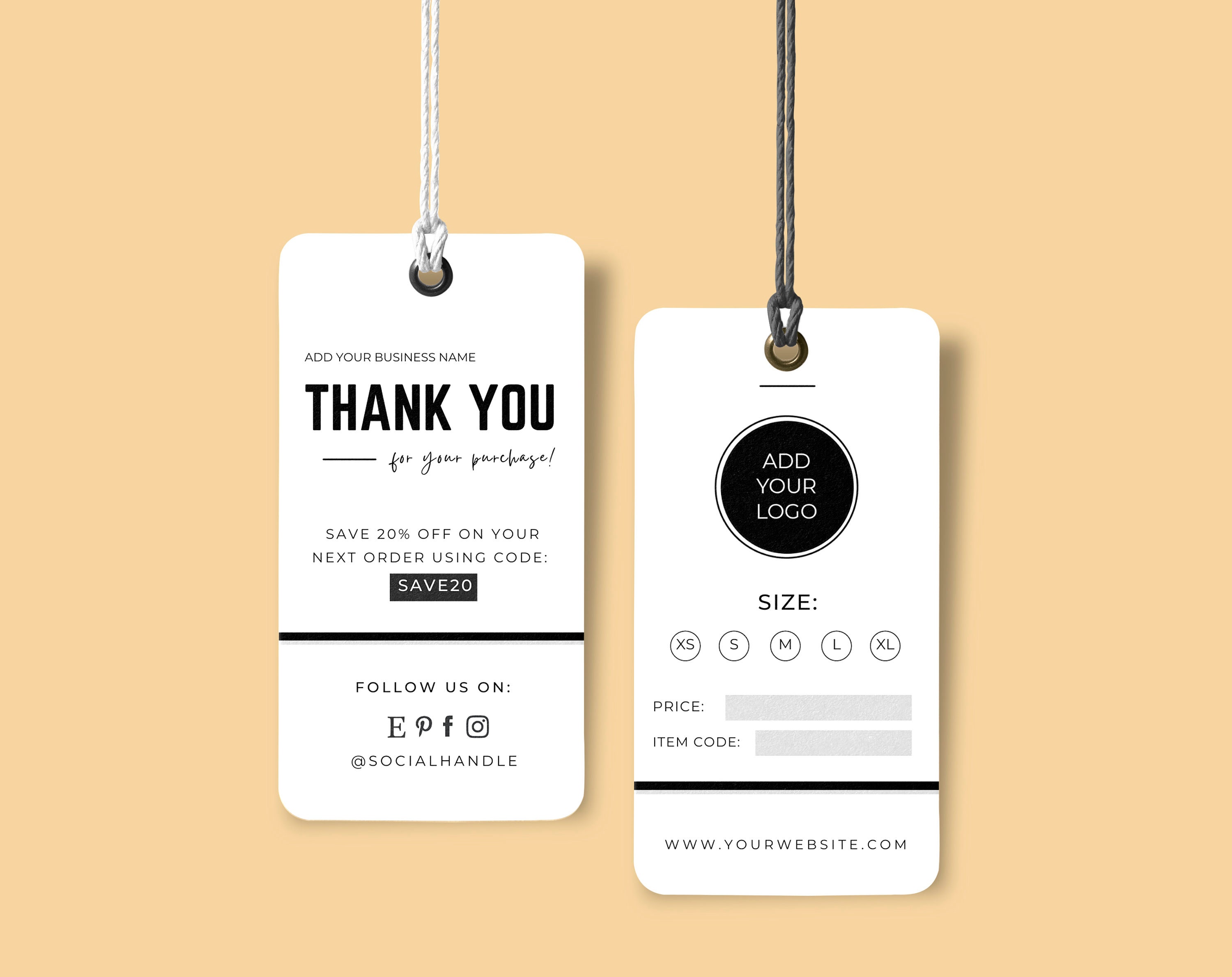 Small Business Price Tag Template Editable Clothing Hang Tag - Etsy